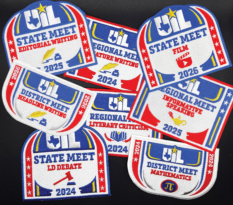 2026, 2025 and 2024 UIL Academic Patches - Events E thru M