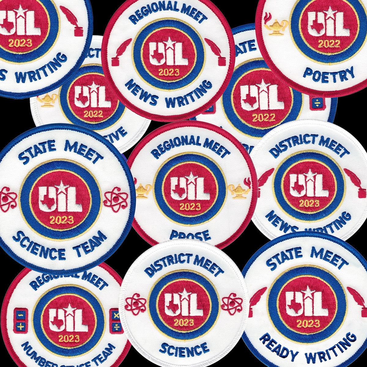 2023 and 2022 UIL Academic Patches - Events N thru Science Team