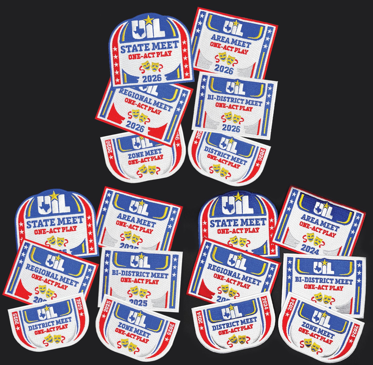 2026, 2025 and 2024 UIL One Act Play Patches