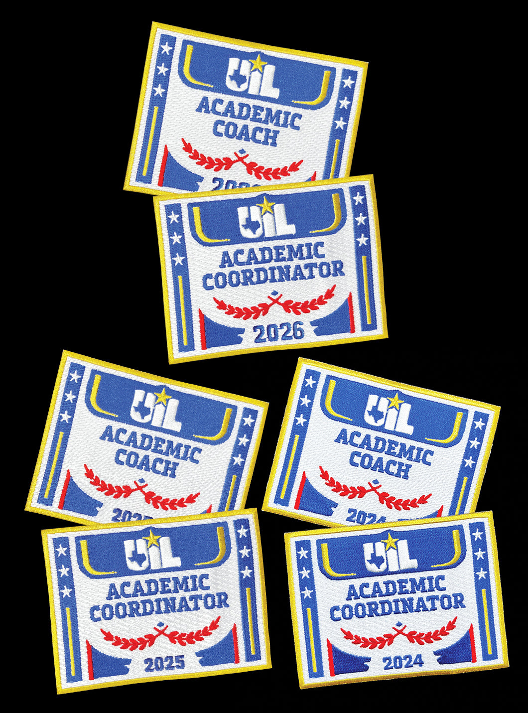 2026, 2025 and 2024 UIL Academic Coach Coordinator Patches